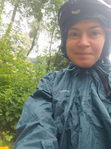 7h du matin, à moitié réveillée mais prête à pédaler sous la pluie... 